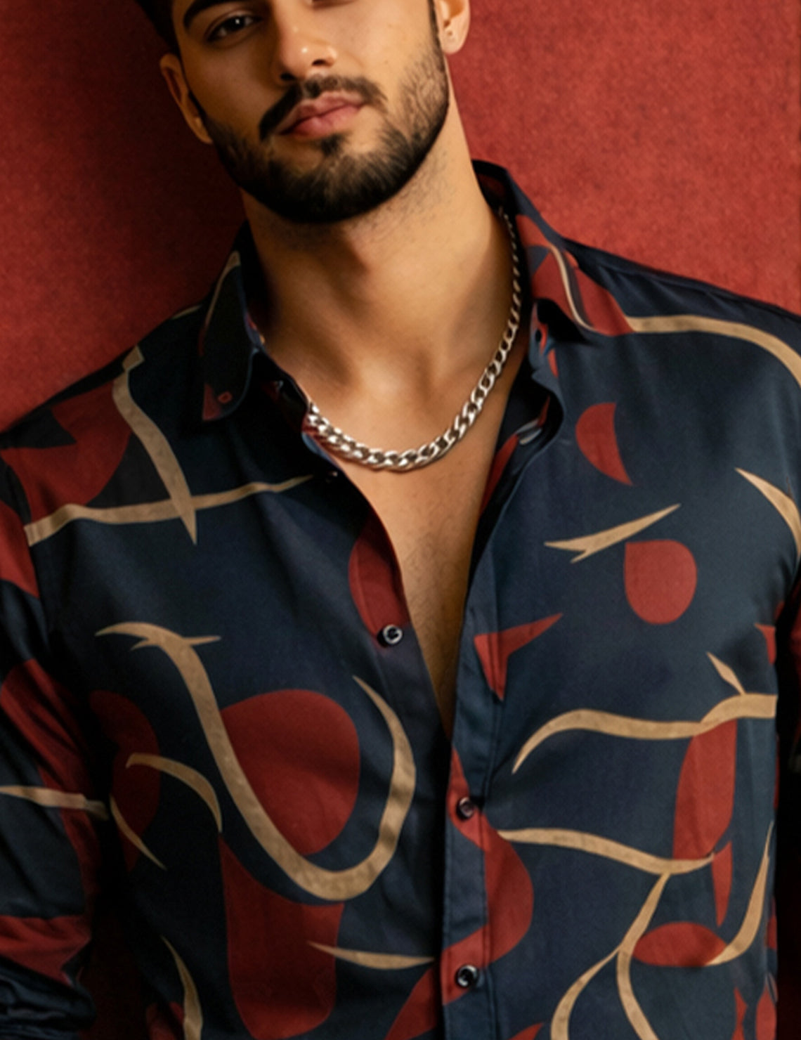 Force Men Printed Casual Black, Maroon Shirt