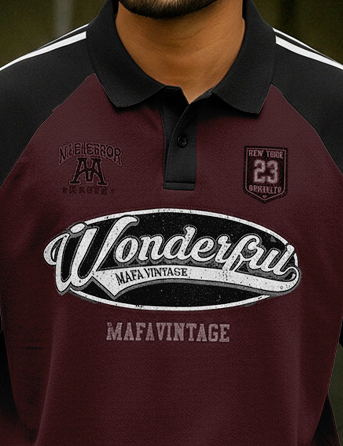Force Printed Men Polo Neck Maroon T-Shirt