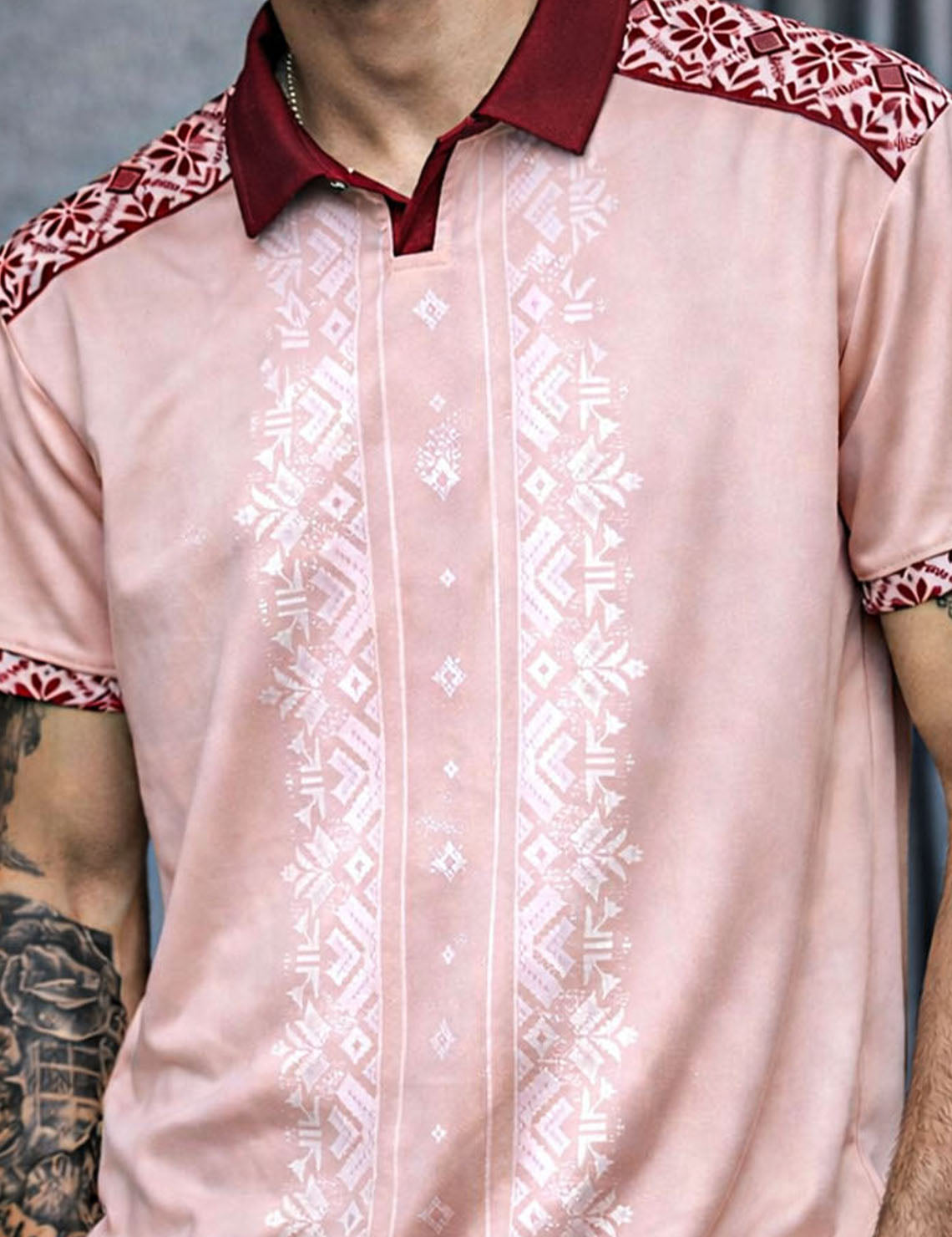 Force Printed Men Polo Neck Pink T-Shirt