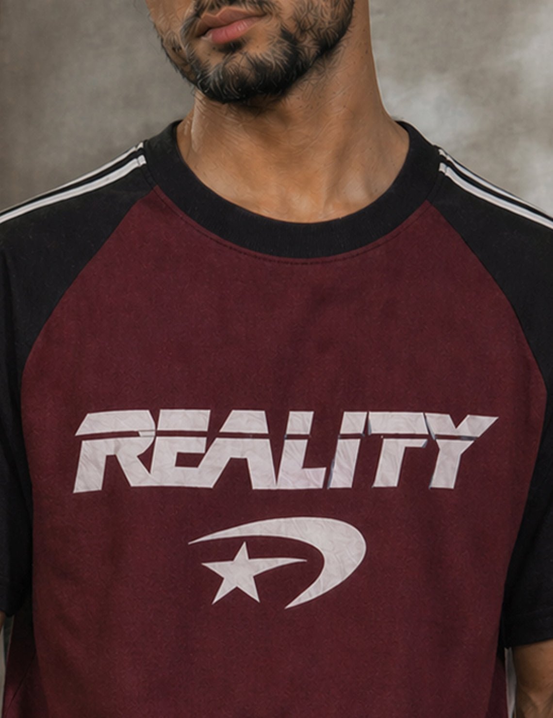 Force Graphic Print, Striped Men Round Neck Maroon, Black T-Shirt