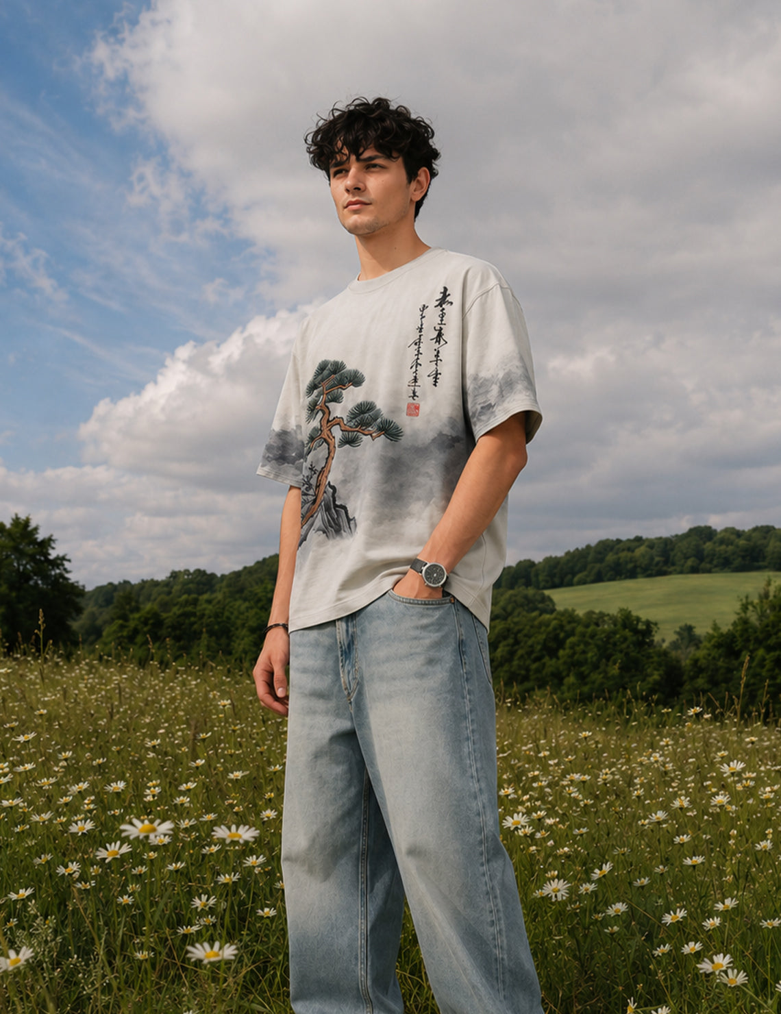 Force Printed Men Round Neck White T-Shirt