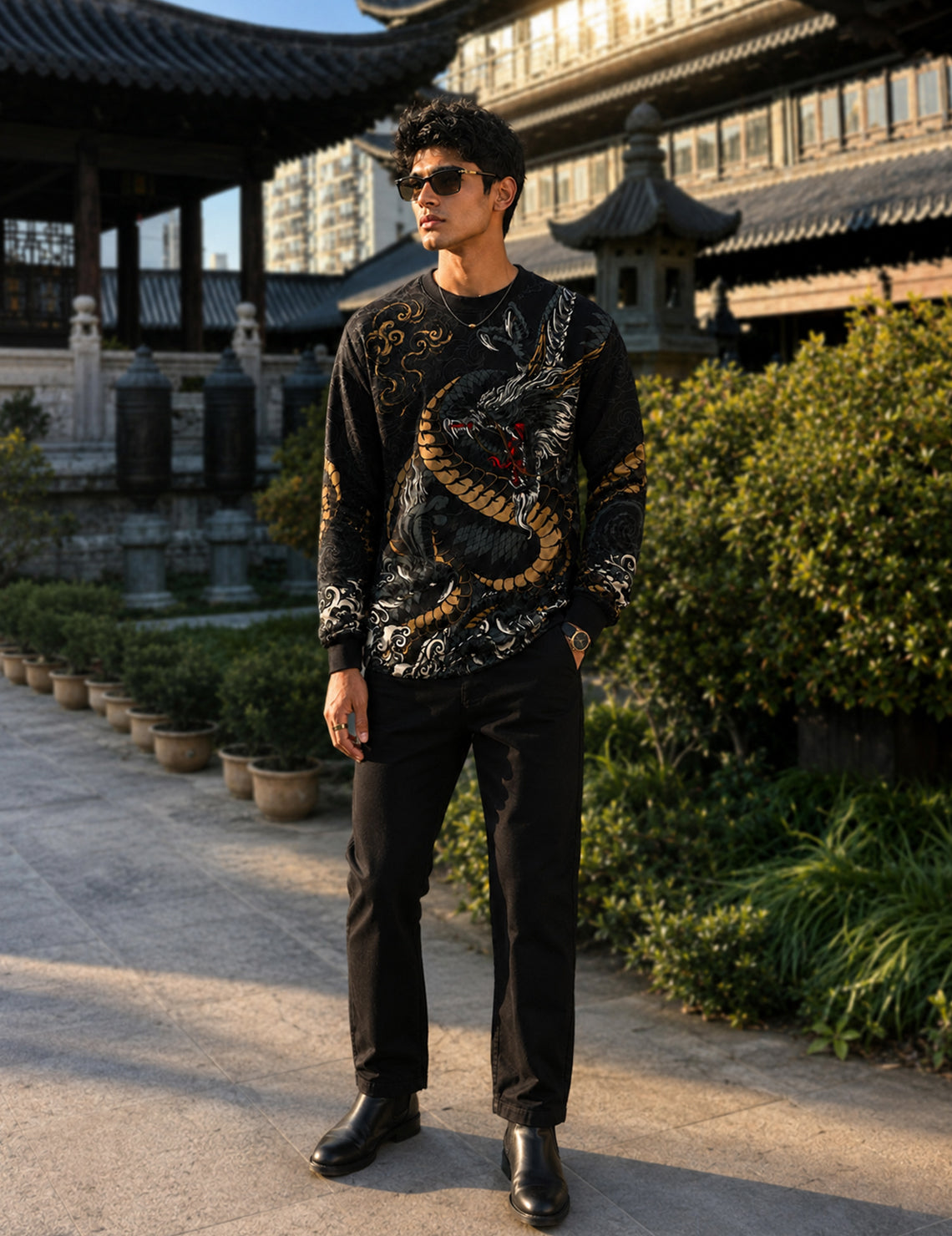 Force Printed Men Round Neck Black T-Shirt