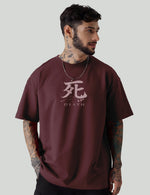 Force Graphic Print Men Round Neck wine T-Shirt