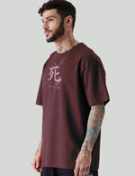 Force Graphic Print Men Round Neck wine T-Shirt