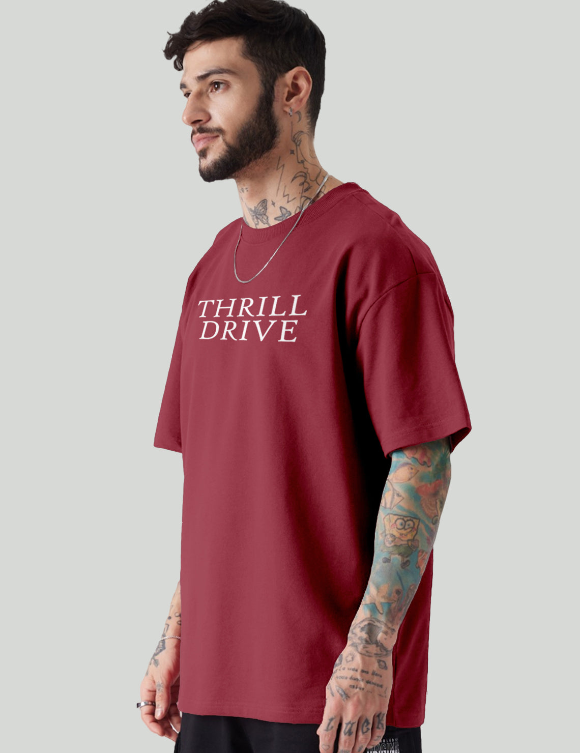 Force Graphic Print Men Round Neck Maroon T-Shirt