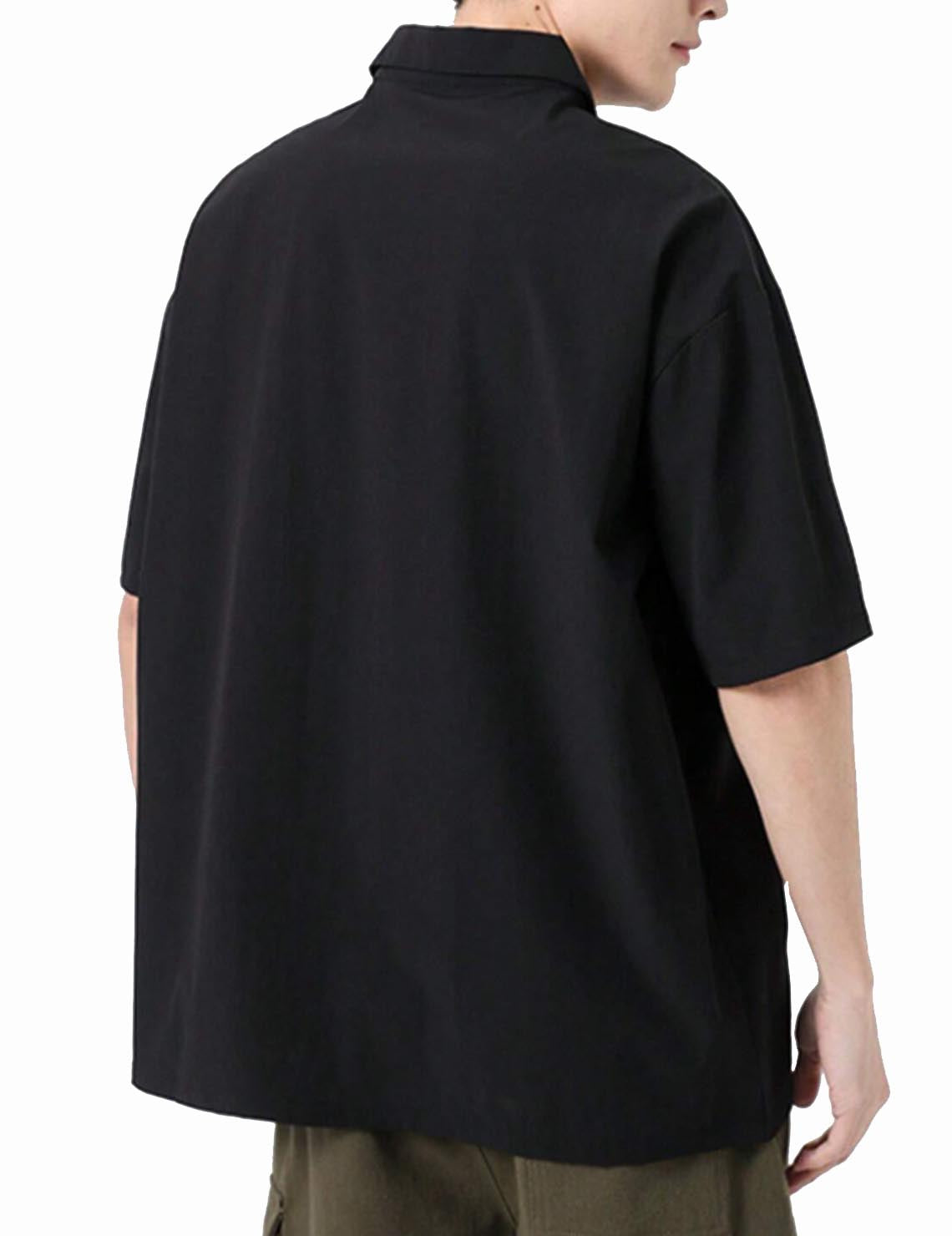 Force Solid Men Zip Neck Black T-Shirt