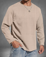Force Self Design Men Round Neck Beige T-Shirt