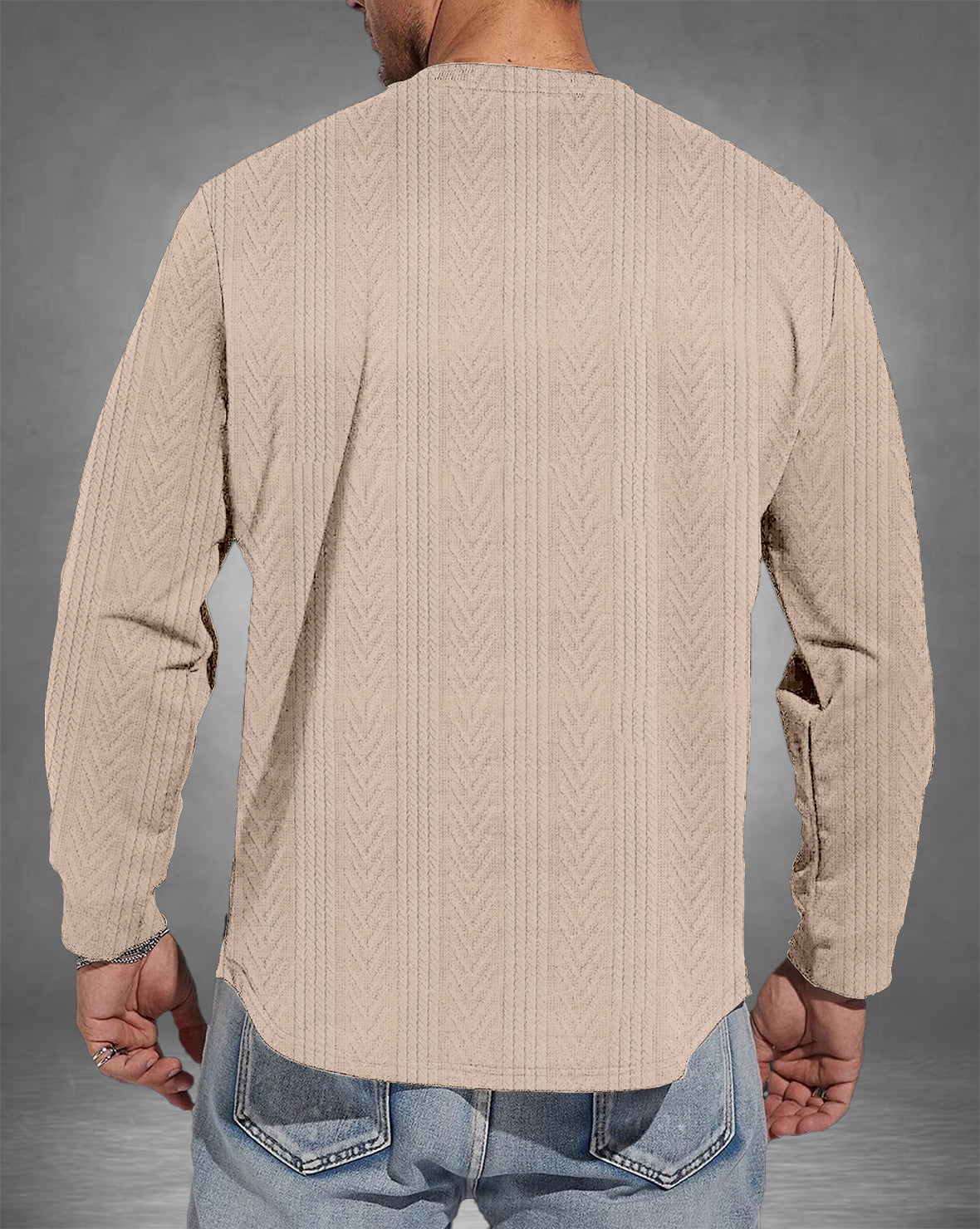 Force Self Design Men Round Neck Beige T-Shirt