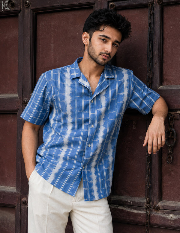 Force Men Printed Casual Light Blue Shirt