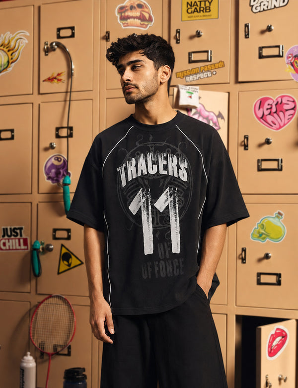 Force Printed Men Round Neck Black T-Shirt