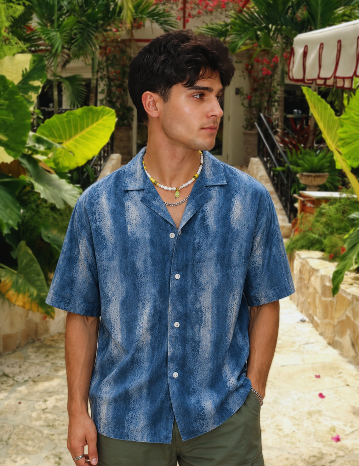 Men Printed Casual Blue Shirt