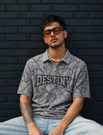 Force Printed Men Zip Neck Grey T-Shirt