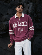 Force Printed Men Zip Neck Maroon T-Shirt