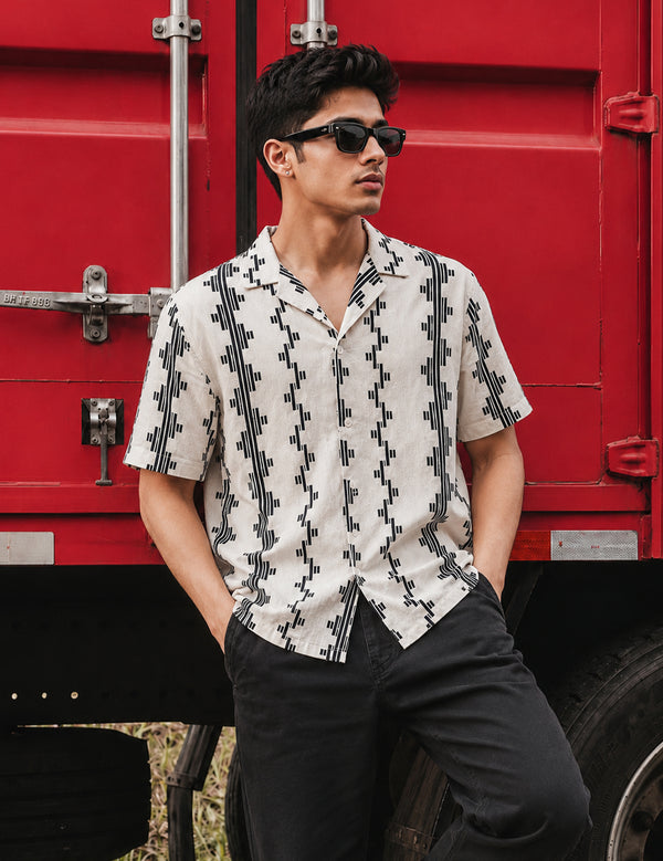 Force Men Printed Casual White Shirt