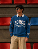 Force Printed Men Zip Neck LightBlue T-Shirt