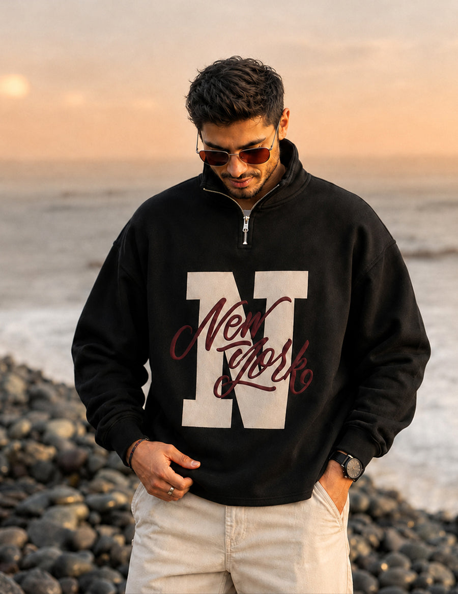 Force Printed Men Black Sweatshirt