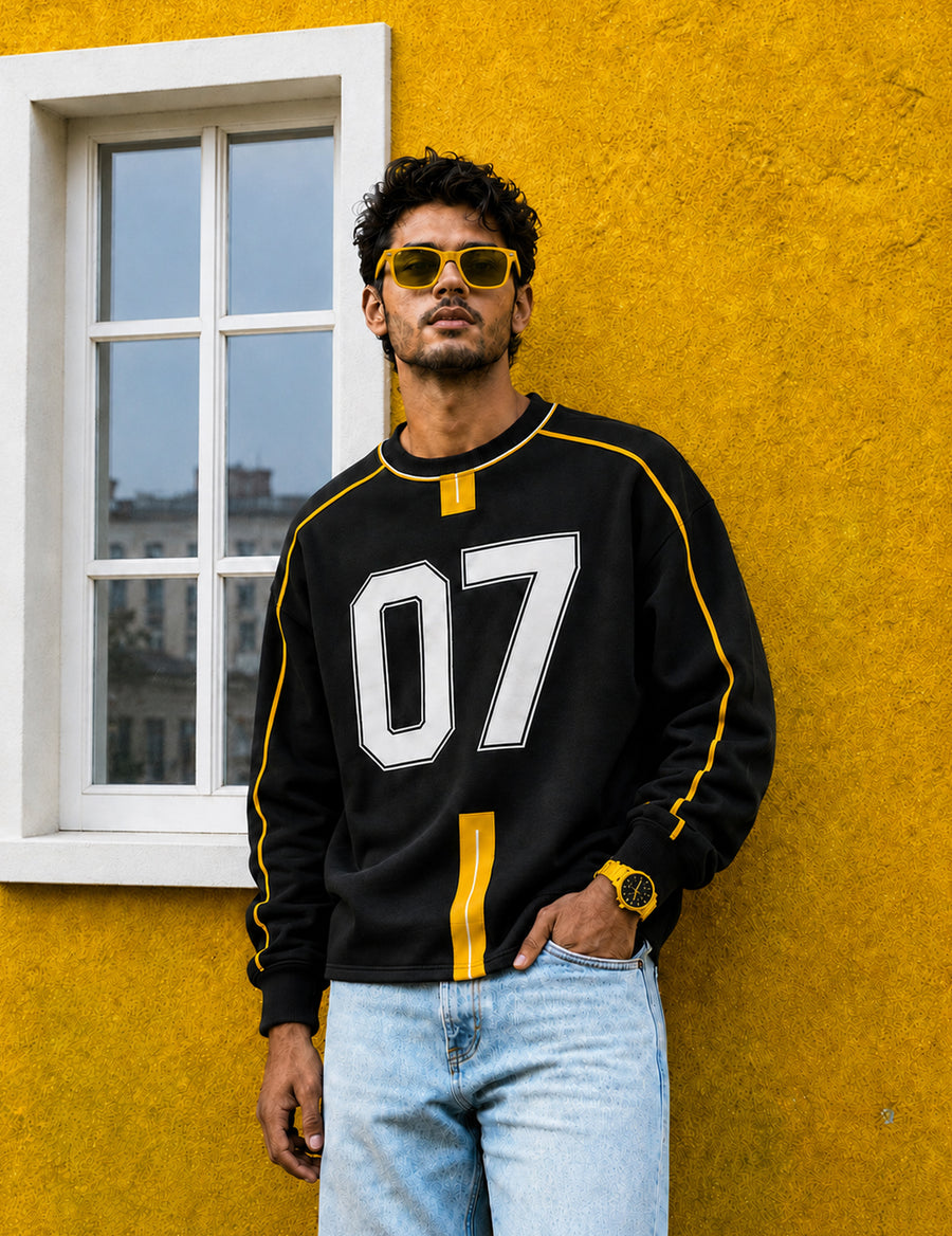Force Printed Men Black Sweatshirt