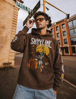 Force Printed Men Brown Hooded Sweatshirt