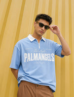 Force Printed Men Polo Neck Light Blue T-Shirt