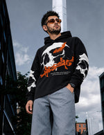 Force Printed Men Black Hooded Sweatshirt