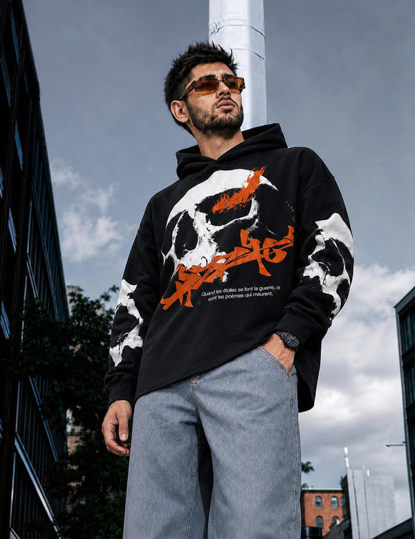 Force Printed Men Black Hooded Sweatshirt