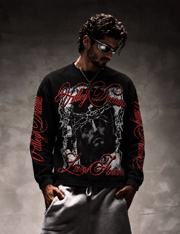 Vally Dreams – Black Graphic Full-Sleeve T-Shirt