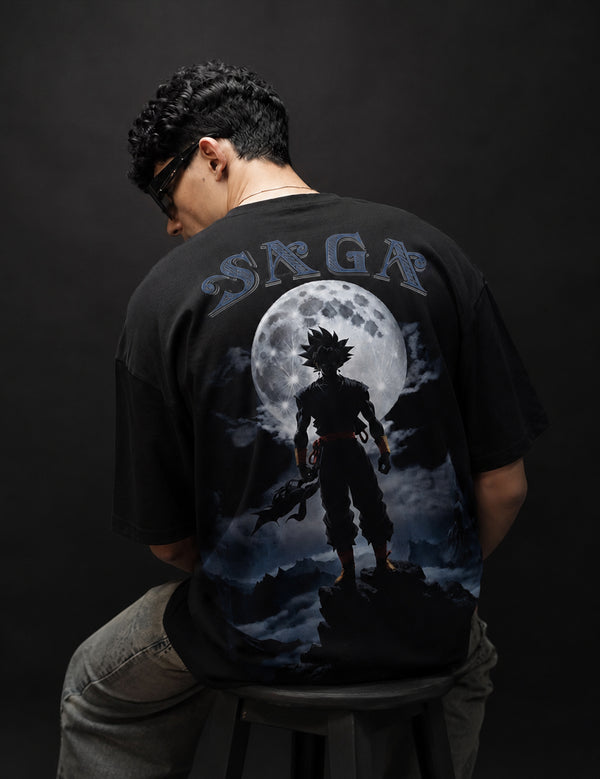 Force Graphic Print Men Round Neck Black T-Shirt