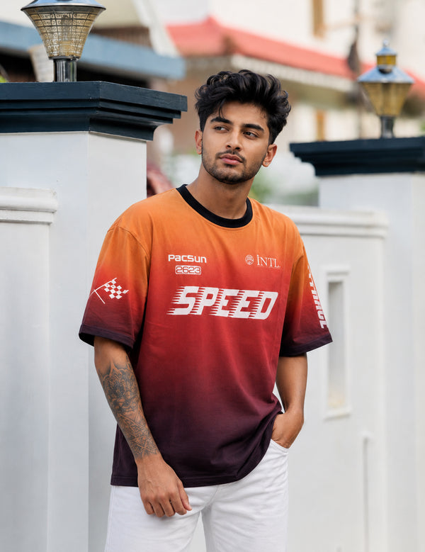 Force Printed Men Round Neck Orange T-Shirt