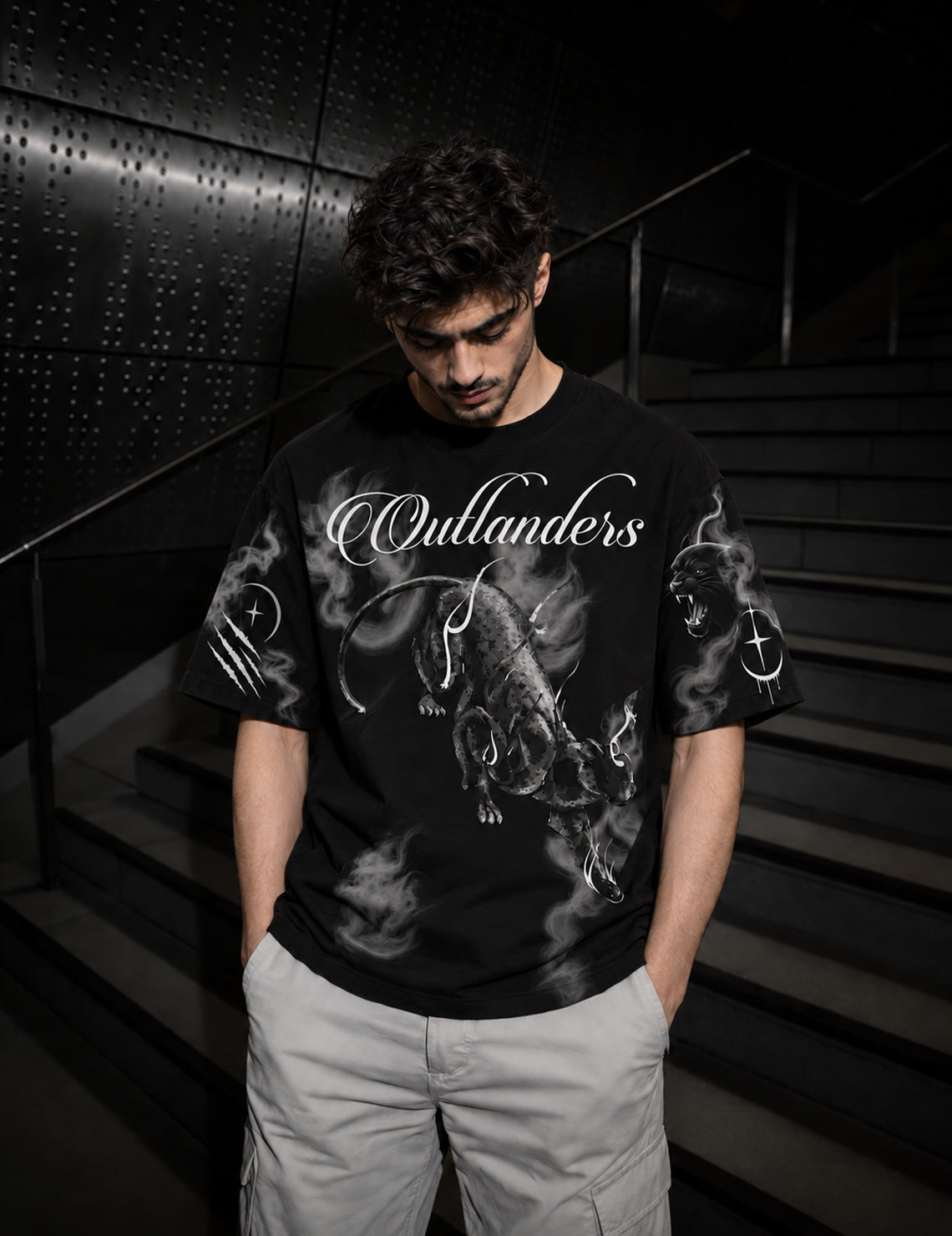 Phantom Prowl – Black Panther Graphic Half-Sleeve T-Shirt