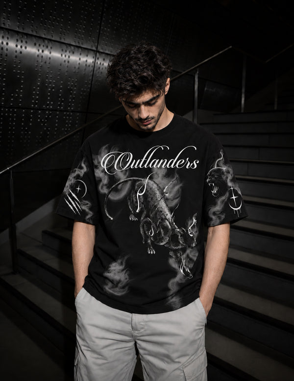 Phantom Prowl – Black Panther Graphic Half-Sleeve T-Shirt