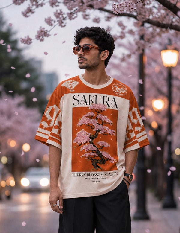 Force Printed Men Round Neck Orange T-Shirt