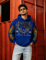 Force Printed Men Blue Hooded Sweatshirt