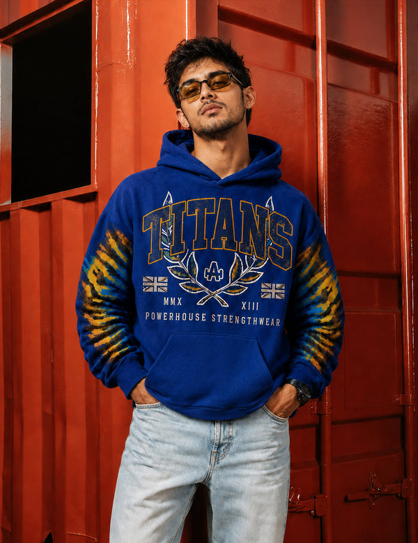 Force Printed Men Blue Hooded Sweatshirt
