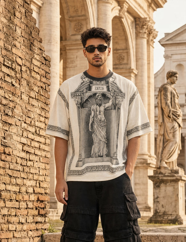 Force Printed Men Round Neck Beige T-Shirt