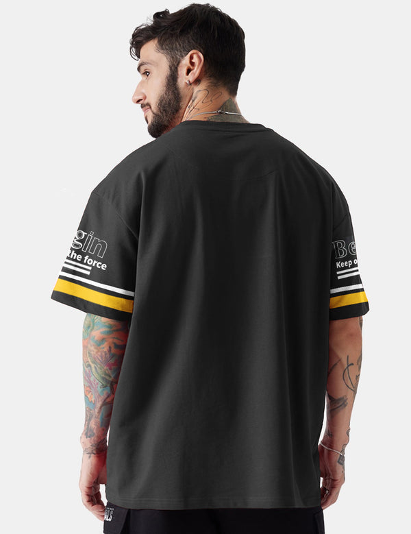 Force Printed Men Round Neck Black T-Shirt