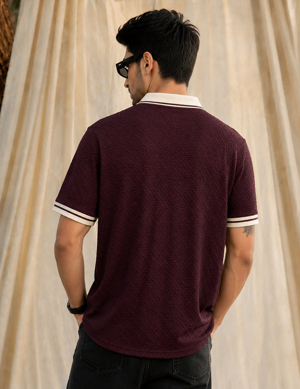 Force Solid Men Polo Neck WINE T-Shirt