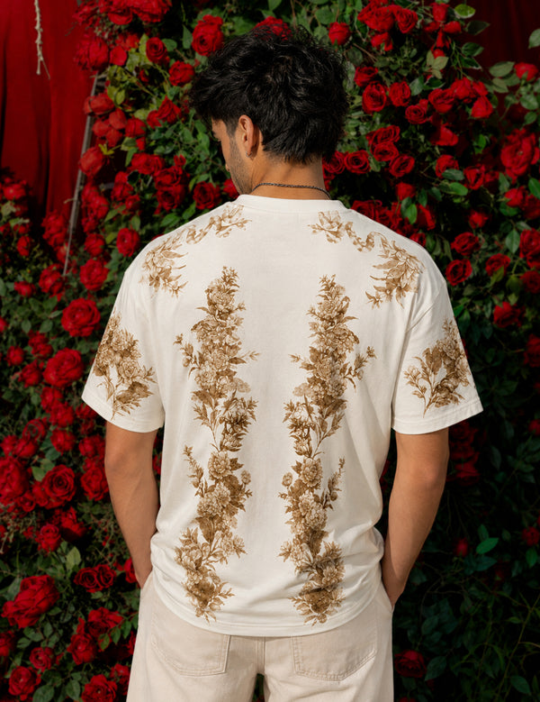 Force Printed Men Round Neck Beige T-Shirt
