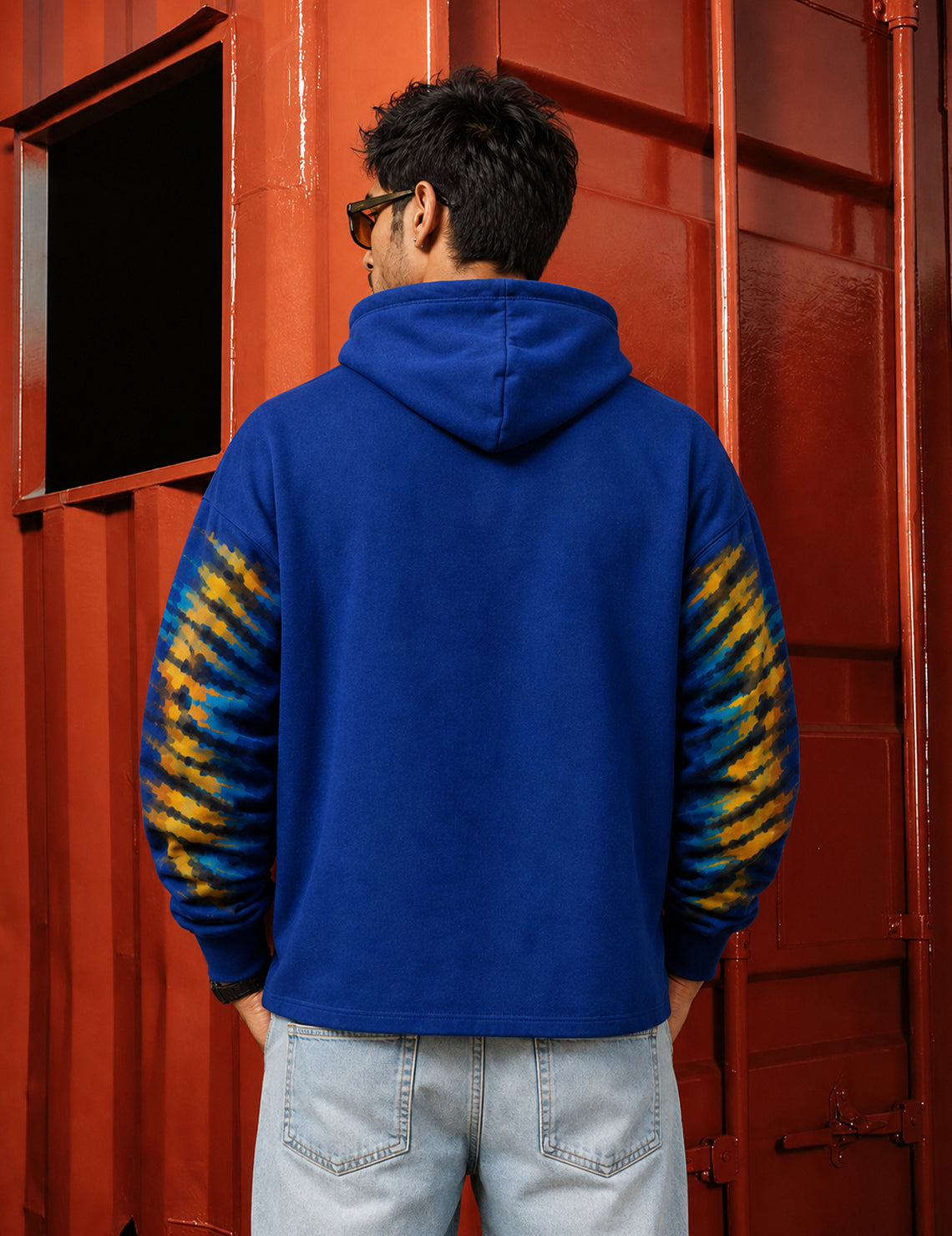 Force Printed Men Blue Hooded Sweatshirt