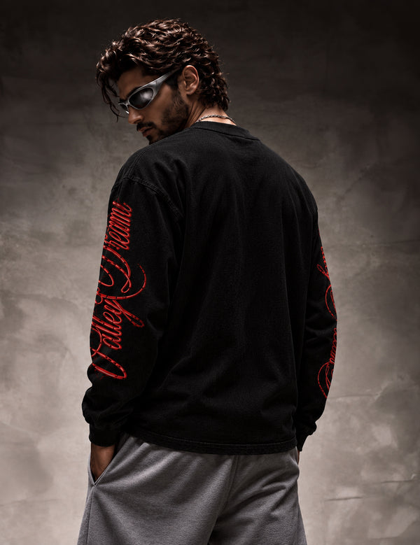 Vally Dreams – Black Graphic Full-Sleeve T-Shirt