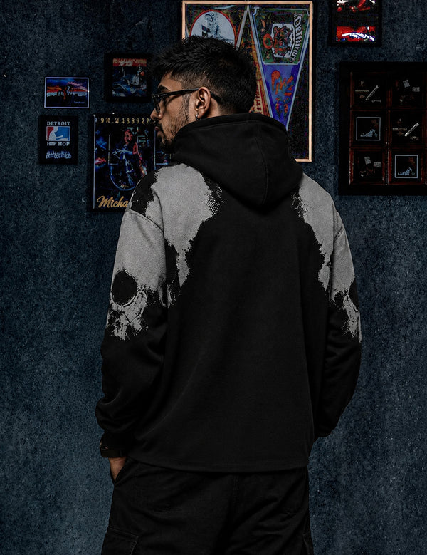 Force Printed Men Black Hooded Sweatshirt