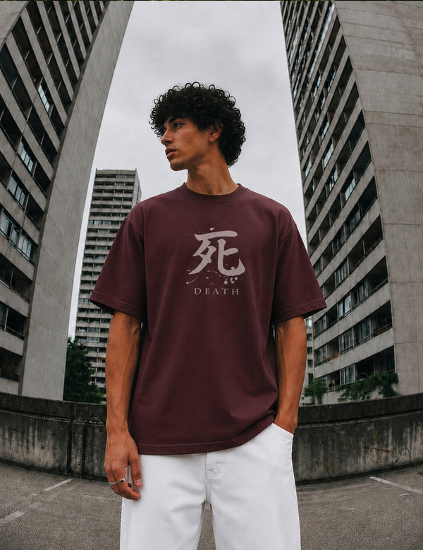 Force Graphic Print Men Round Neck wine T-Shirt
