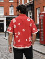 Force Mens Floral Print Red Shirt