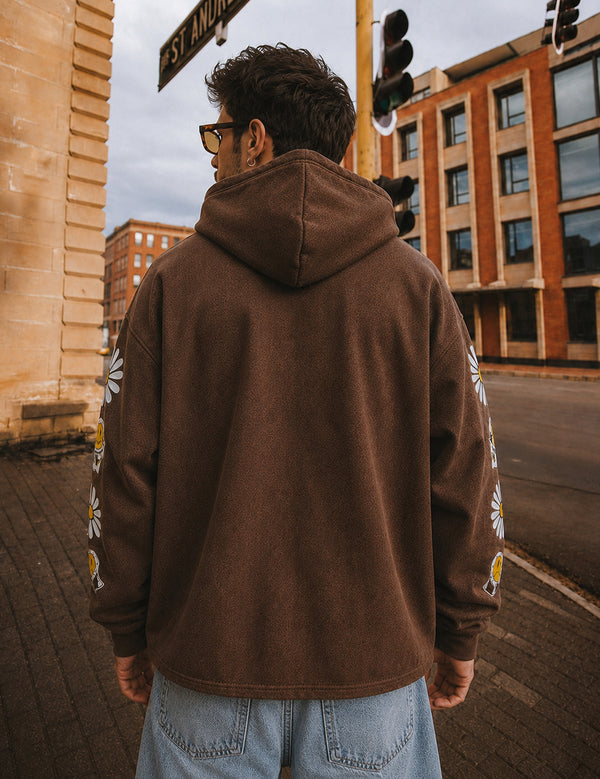 Force Printed Men Brown Hooded Sweatshirt