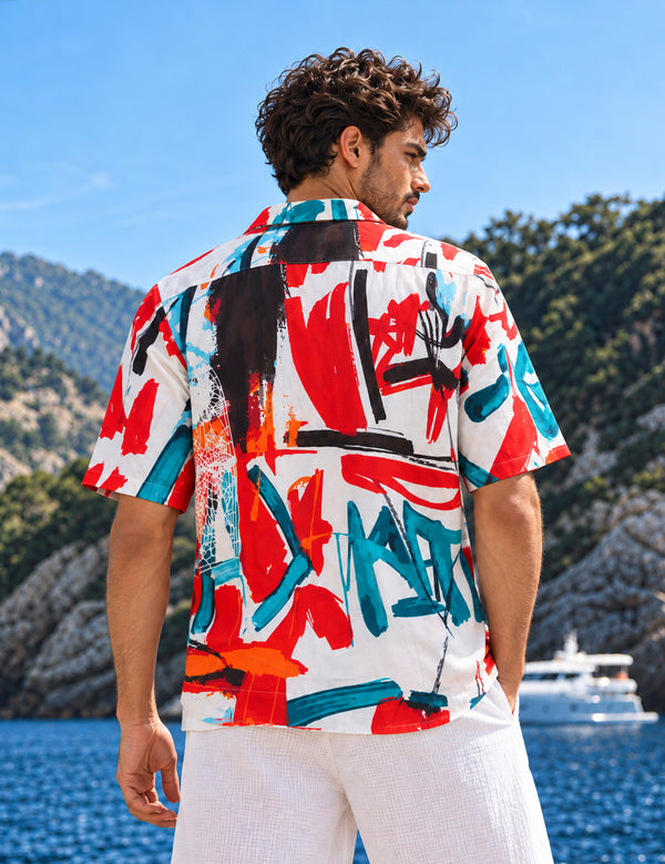 Force Mens Abstract Print White Shirt