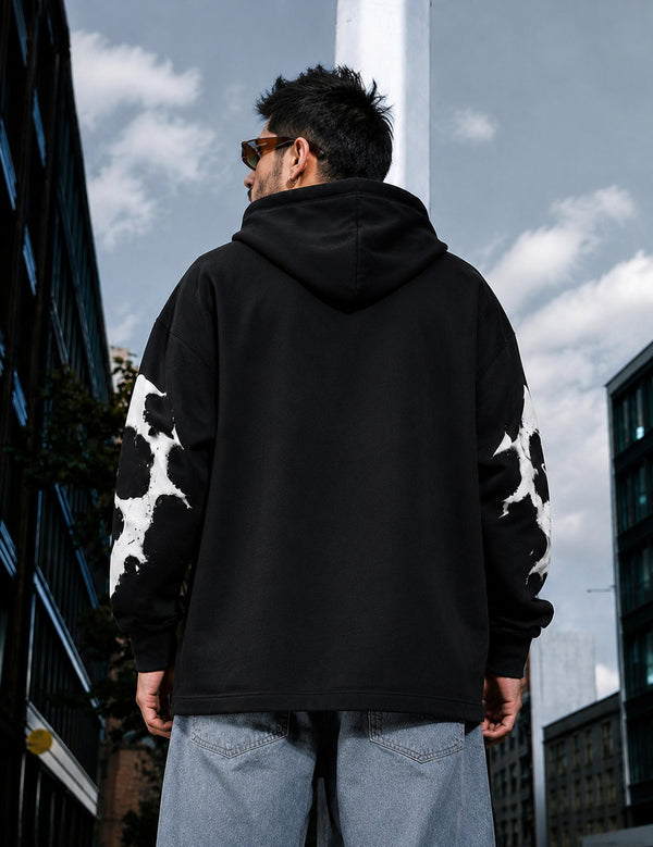 Force Printed Men Black Hooded Sweatshirt