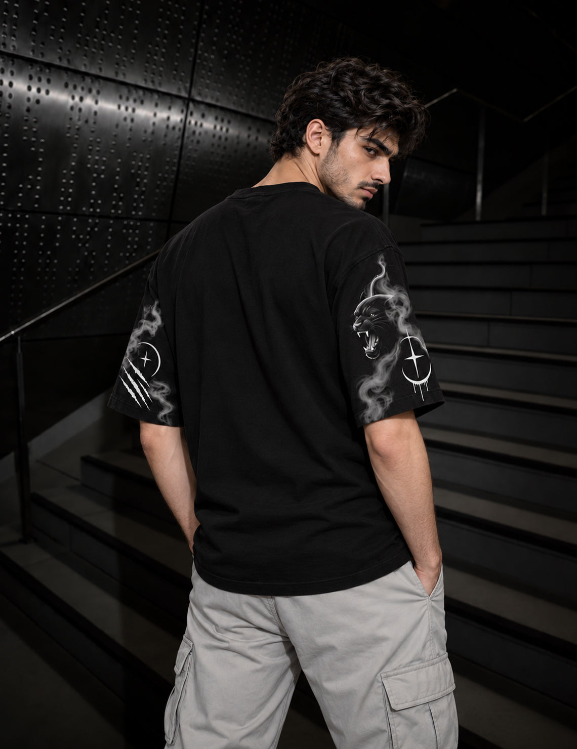 Phantom Prowl – Black Panther Graphic Half-Sleeve T-Shirt