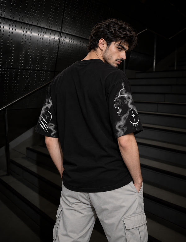 Phantom Prowl – Black Panther Graphic Half-Sleeve T-Shirt