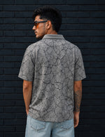 Force Printed Men Zip Neck Grey T-Shirt