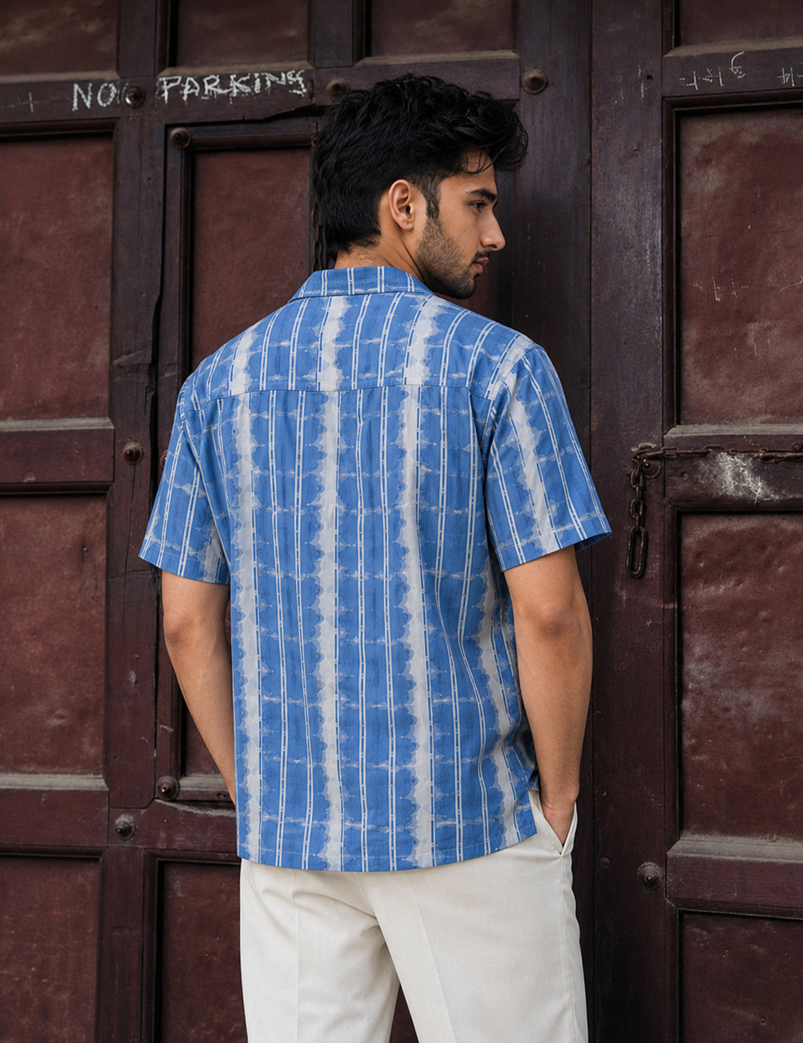 Force Men Printed Casual Light Blue Shirt