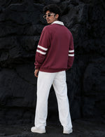 Force Printed Men Zip Neck Maroon T-Shirt